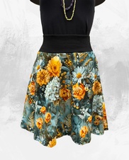Dámská krátká půlkolová úpletová sukně,podzimní vintage květy