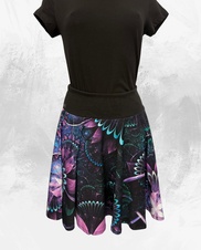 Dámská krátká kolová úpletová sukně,mandala fialová