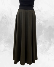 Dámská dlouhá na zem půlkolová úpletová sukně,khaki