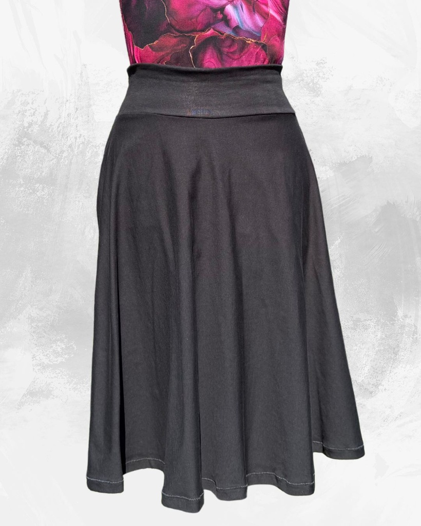 Dámská midi půlkolová úpletová sukně,černá