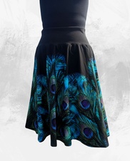 Dámská midi půlkolová úpletová sukně,paví peří