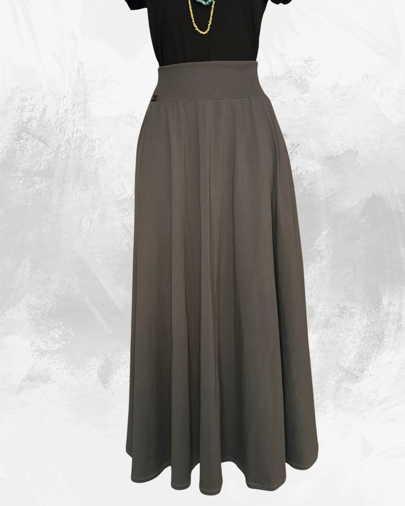 Dámská dlouhá na zem půlkolová úpletová sukně,antracit