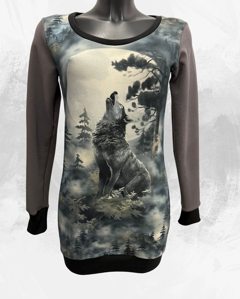 Dámské mikino-šaty,vlk