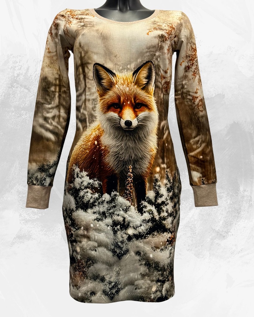 Dámské mikino-šaty,zimní liška