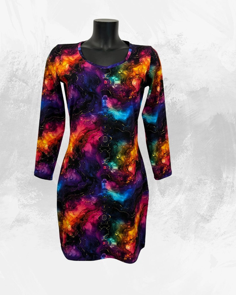 Dámské tričko-šaty barevné mramorování