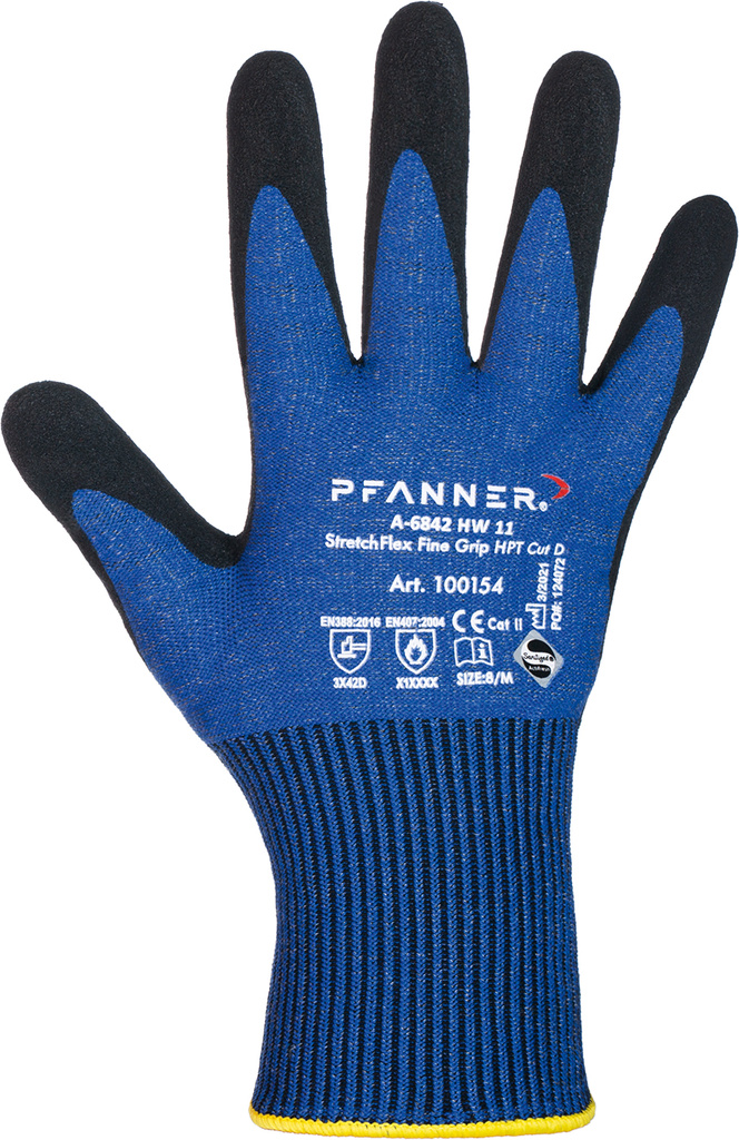 Protipořezové rukavice PFANNER Stretch Flex®Fine Grip,třída D,modročerná