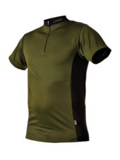 Pánské funkční triko PFANNER Zipp-Neck  s krátkým rukávem,olivová