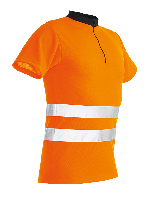 Pánské funkční triko PFANNER Zipp-Neck  s krátkým rukávem,neonověoranžová