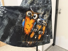 Dámská krátká půlkolová úpletová sukně, sovy, vel. S,M