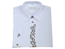 Pánská košile dlouhý rukáv,bílá s výšivkou