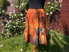 Dámská midi půlkolová úpletová sukně, kočky, vel S,M